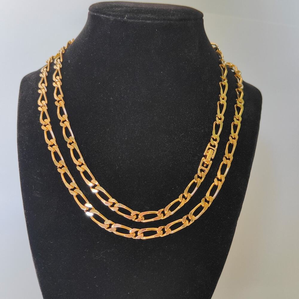 Vintage Monet Necklace 18" Gold Plated Figaro Chain 80's Fashion Wardrobe Staple